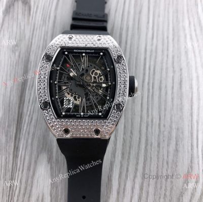 Iced Out Richard Mille Skeleton RM 010 Watch Stainless steel Men
